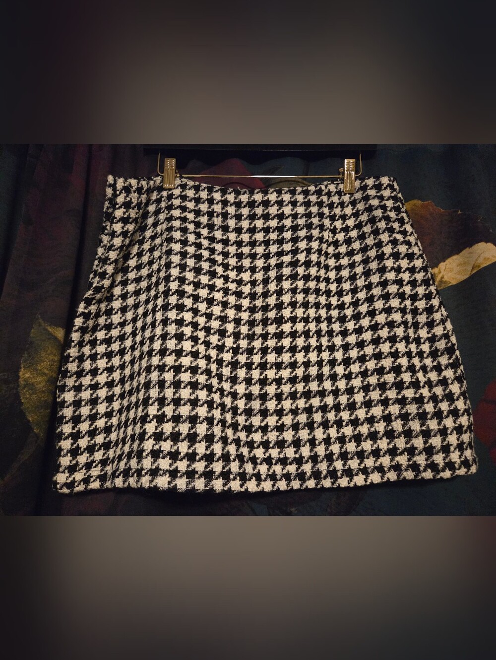 Women's Mini A-Line Skirt - A New Day Black/ Cream Houndstooth 14